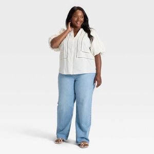 NWT Ava & Viv 20 Light Denim Jeans High Rise Straight Stretch 30 Inseam